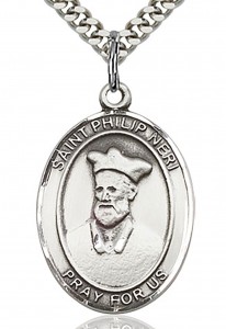 St. Philip Neri Medal, Sterling Silver, Large [BL3084]