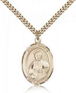 St. Pius X Medal, Gold Filled, Large [BL3117]