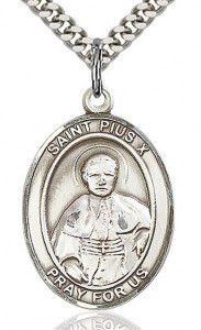 St. Pius X Medal, Sterling Silver, Large [BL3120]