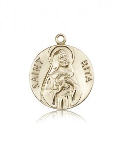 St. Rita of Cascia Medal, 14 Karat Gold [BL4973]