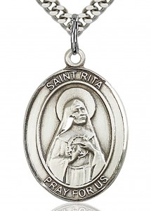 St. Rita of Cascia Medal, Sterling Silver, Large [BL3255]