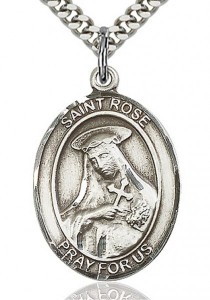 St. Rose of Lima Medal, Sterling Silver, Large [BL3309]