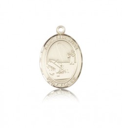 St. Sebastian Fishing Medal, 14 Karat Gold, Medium [BL3421]