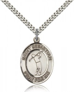 St. Sebastian Golf Medal, Sterling Silver, Large [BL3454]