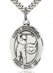 St. Sebastian Golf Medal, Sterling Silver, Large [BL3455]