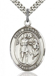St. Sebastian Medal, Sterling Silver, Large [BL3507]