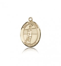 St. Sebastian Volleyball Medal, 14 Karat Gold, Medium [BL3637]