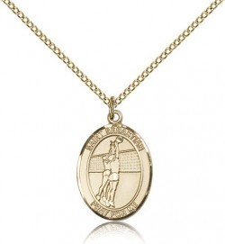St. Sebastian Volleyball Medal, Gold Filled, Medium [BL3640]