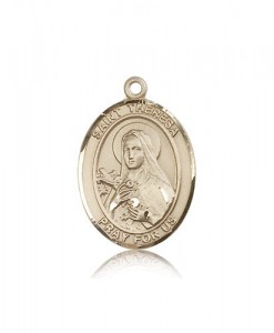 St. Theresa Medal, 14 Karat Gold, Large [BL3751]
