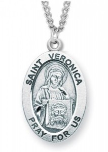 Women's St. Veronica Necklace Oval Sterling Silver with Chain Options [HMR1234]