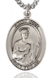 Sterling Silver Oval St. Jude Thaddeus Pendant [BL2472]