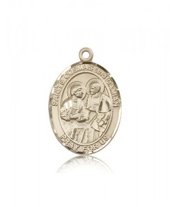 Sts. Cosmas and Damian Medal, 14 Karat Gold, Large [BL3977]