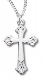 Women's Cross Necklace with Fancy Tips, Sterling Silver with Chain Options [HMR0774]