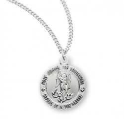 Women's Dainty Sterling Silver Round Saint Michael Necklace + Choice of Chain [HMR0414]