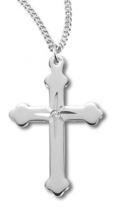 Women's Sterling Silver Dainty Cross Necklace with Star Center with Chain Options [HMR0790]