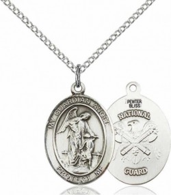Women's Pewter Oval Guardian Angel National Guard Medal [BLPW548]