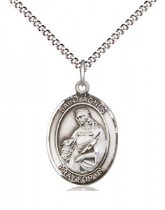 Women's Pewter Oval St. Agnes of Rome Medal [BLPW559]