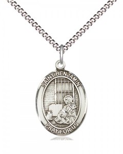 Women's Pewter Oval St. Benjamin Medal [BLPW419]