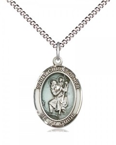 Women's Pewter Oval St. Christopher Medal [BLPW429]