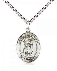 Women's Pewter Oval St. Christopher Medal [BLPW430]