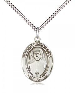 Women's Pewter Oval St. Maria Faustina Medal [BLPW490]