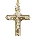 14k Gold Filled Crucifix Pendant - 24&quot; 2.4mm Gold Plated Endless Chain