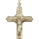 14k Gold Filled Crucifix Pendant - 24&quot; 2.4mm Gold Plated Endless Chain