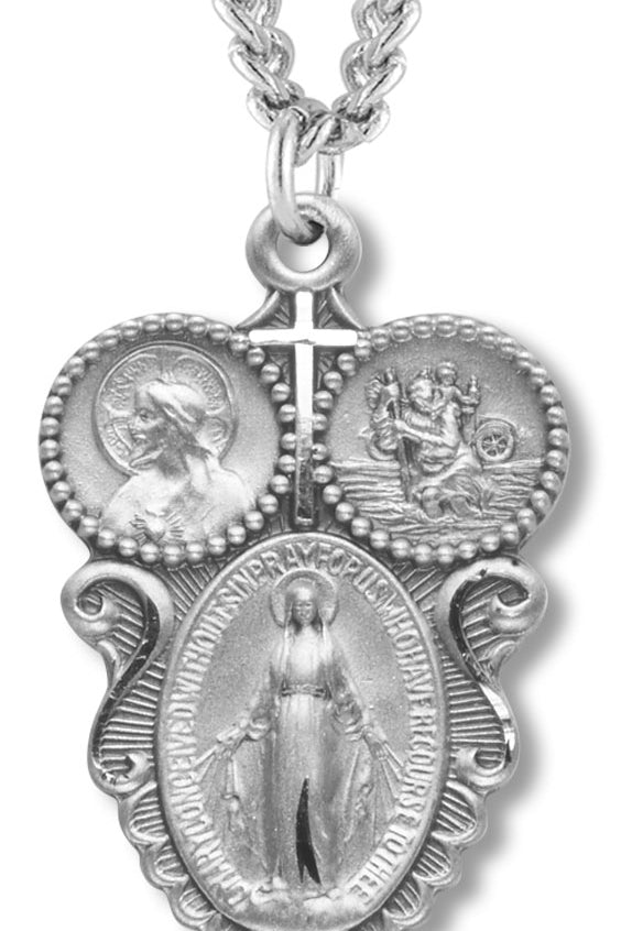 Men's Sterling Silver 3 Way Necklace with Chain Options