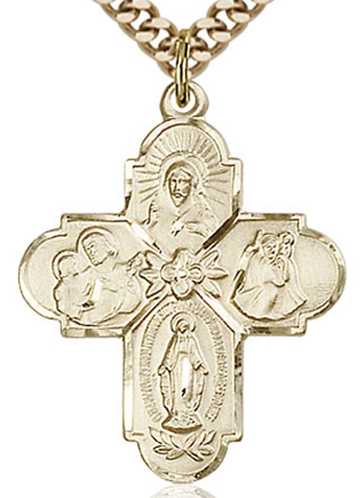 4 Way Cross Pendant, Gold Filled