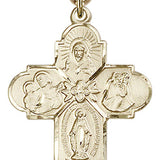 4 Way Cross Pendant, Gold Filled