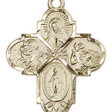 4 Way Cross Pendant, Gold Filled - No Chain