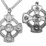 Men's Infant of Prague 4 Way Cross Necklace with Chain Options - 24&quot; Sterling Silver Chain + Clasp