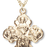 Women's 14kt Gold Over Sterling Silver Heart Center 4-way Necklace + 18 Inch Gold Plated Chain &amp; Clasp - Gold-tone
