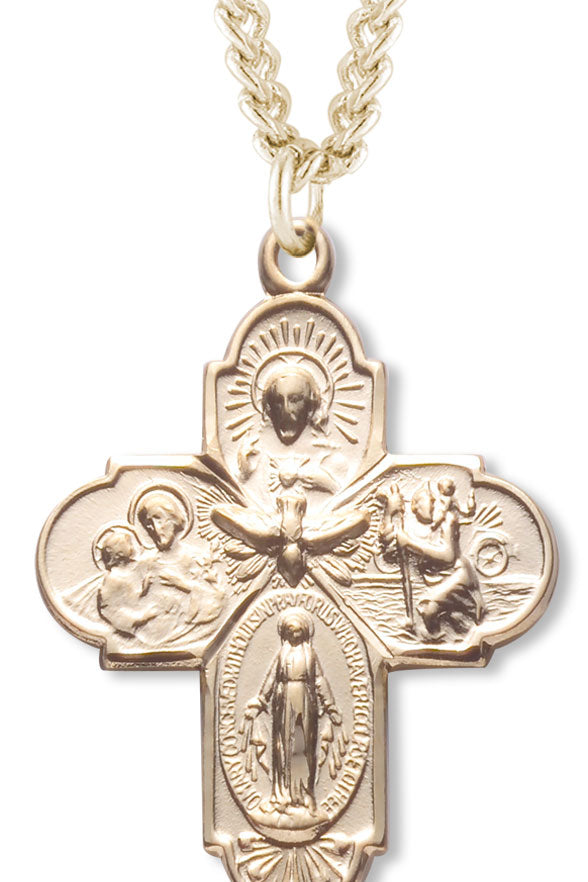 Men's 14kt Gold Over Sterling Silver Dove Center 4-way Necklace + 24 Inch Gold Plated Endless Chain - Gold-tone