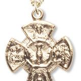 Women's 14kt Gold Plated Descending Dove 4-way Necklace + 18 Inch Gold Plated Chain &amp; Clasp - Gold-tone