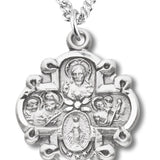 Women's Sterling Silver 4 Way Cross Necklace Wide Edges with Chain Options