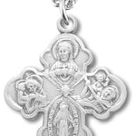 Women's Sterling Silver Traditional 4 Way Cross Necklace with Chain Options - 18&quot; 1.8mm Sterling Silver Chain + Clasp