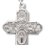 Women's Sterling Silver Byzantine Accent 4 Way Necklace  with Chain Options - 18&quot; 1.8mm Sterling Silver Chain + Clasp