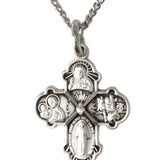 Child Size Sterling Silver 4 Way Necklace with 16 Inch Chain - 16&quot; 1.2mm Sterling Silver Chain + Clasp
