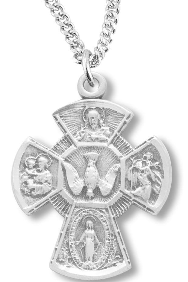 Women's Sterling Silver 4 Way Necklace with Large Center Dove with Chain Options