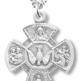 Women's Sterling Silver 4 Way Necklace with Large Center Dove with Chain Options - 18&quot; 1.2mm Sterling Silver Chain + Clasp
