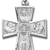 Men's Sterling Silver Maltese Tip 4 Way Cross Necklace with Chain Options