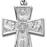 Men's Sterling Silver Maltese Tip 4 Way Cross Necklace with Chain Options - 24&quot; Sterling Silver Chain + Clasp