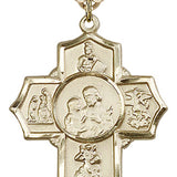 5 Way Cross Firefighter Medal, Gold Filled
