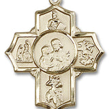 5 Way Cross Firefighter Medal, Gold Filled - No Chain