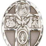 5 Way Cross Holy Spirit Medal, Sterling Silver - No Chain