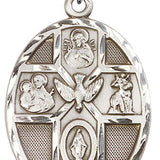 5 Way Cross Holy Spirit Medal, Sterling Silver