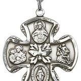 5 Way Cross Pendant, Sterling Silver