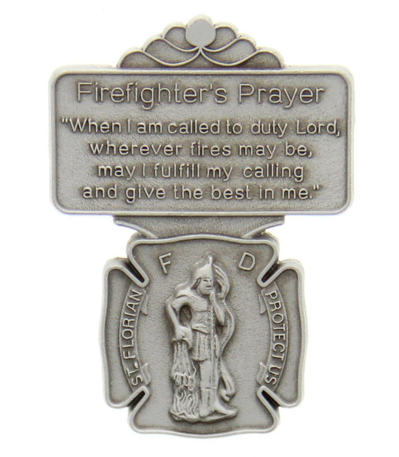 St. Florian Firefighter Prayer Visor Clip - Silver-tone