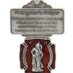 St. Florian Firefighter Prayer Visor Clip with Red Enamel - Silver-tone
